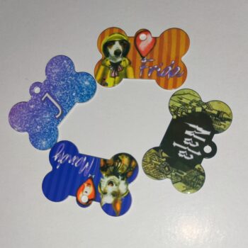 Chapa identificativa para mascotas con forma de hueso