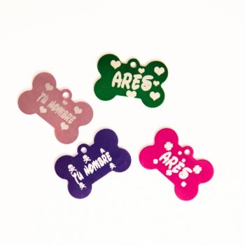 Chapita identificativa para perro forma de hueso (colores)