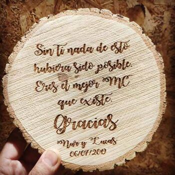 Tronquito de árbol personalizado con grabado porta anillos