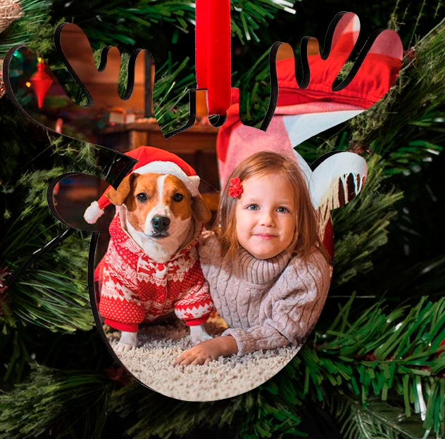 Decoración navideña personalizable con forma de reno
