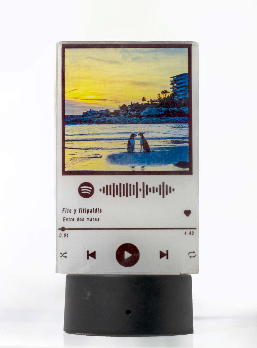 Lampara con la forma de spotify con la foto y canción que prefieras