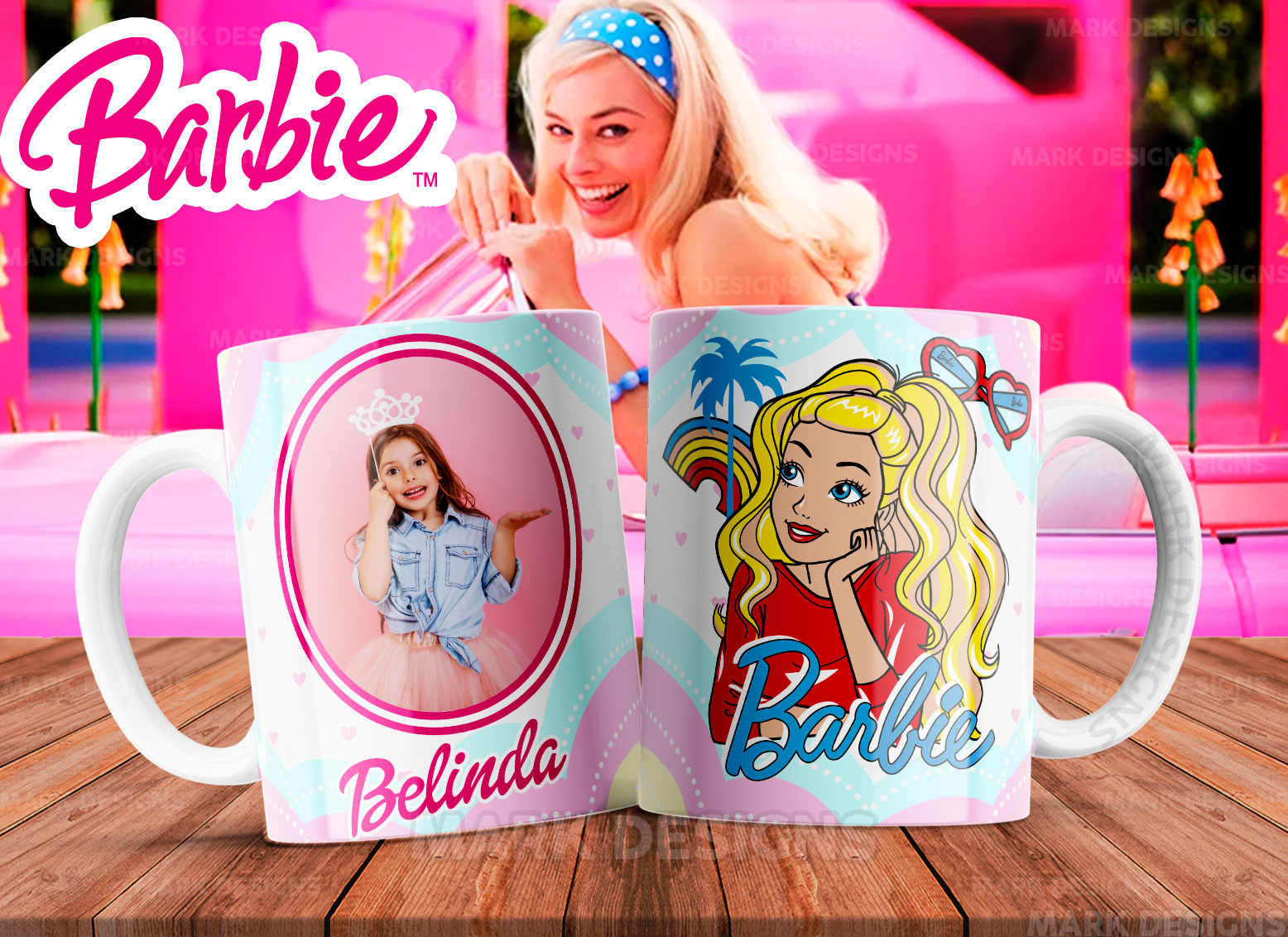 Tazas personalizable con foto y nombre de diseño de Barbie - Imagen 5