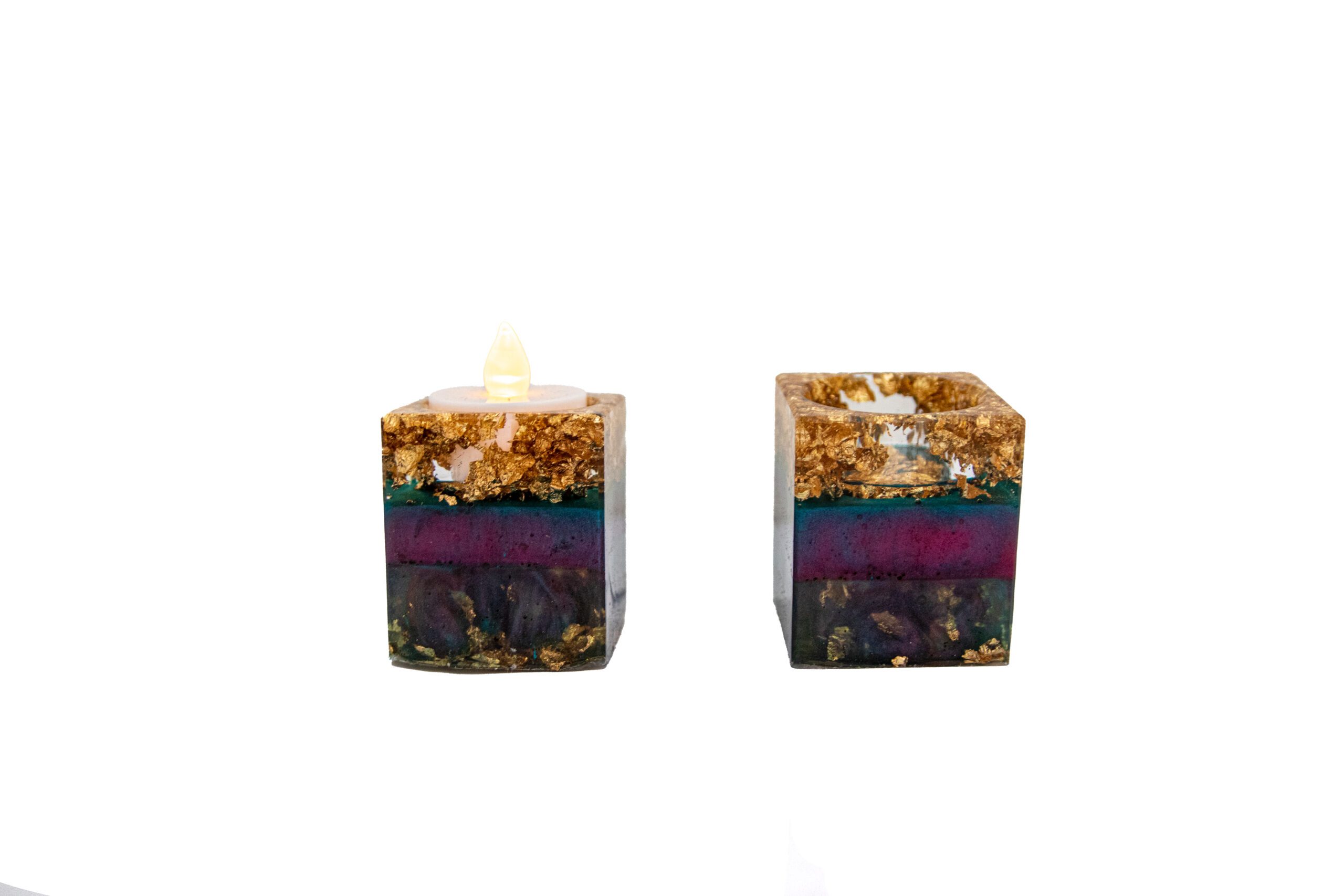 Juego de 2 Porta velas de resina diseño exclusivo - Imagen 3