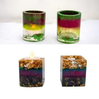 Juego de 2 Porta velas de resina diseño exclusivo