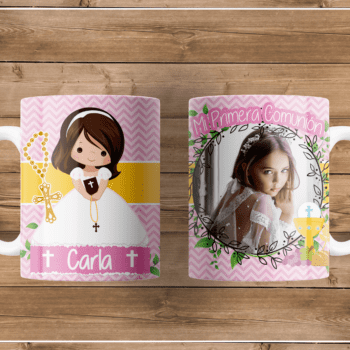 Tazas con diseños primera comunión personalizables con foto