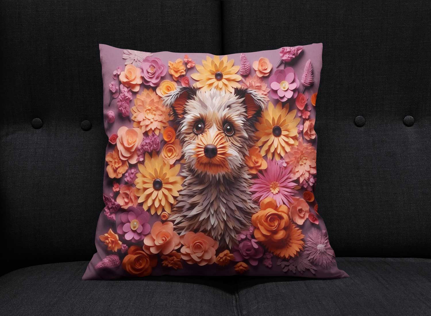 Cojin diseño de perros 3D