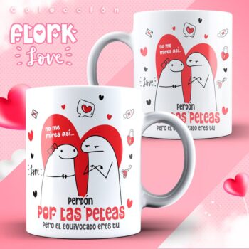 Tazas con diseños romanticos dibujados con florks