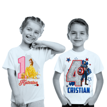 Camiseta infantil con la edad para felicitar el cumpleaños