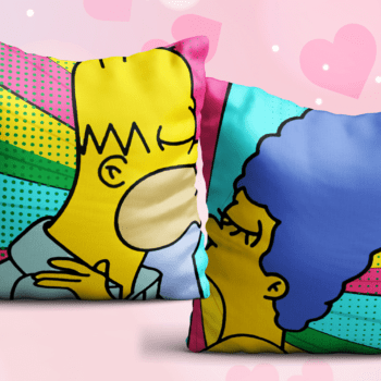 Cojín romántico con dibujo de los Simpsons