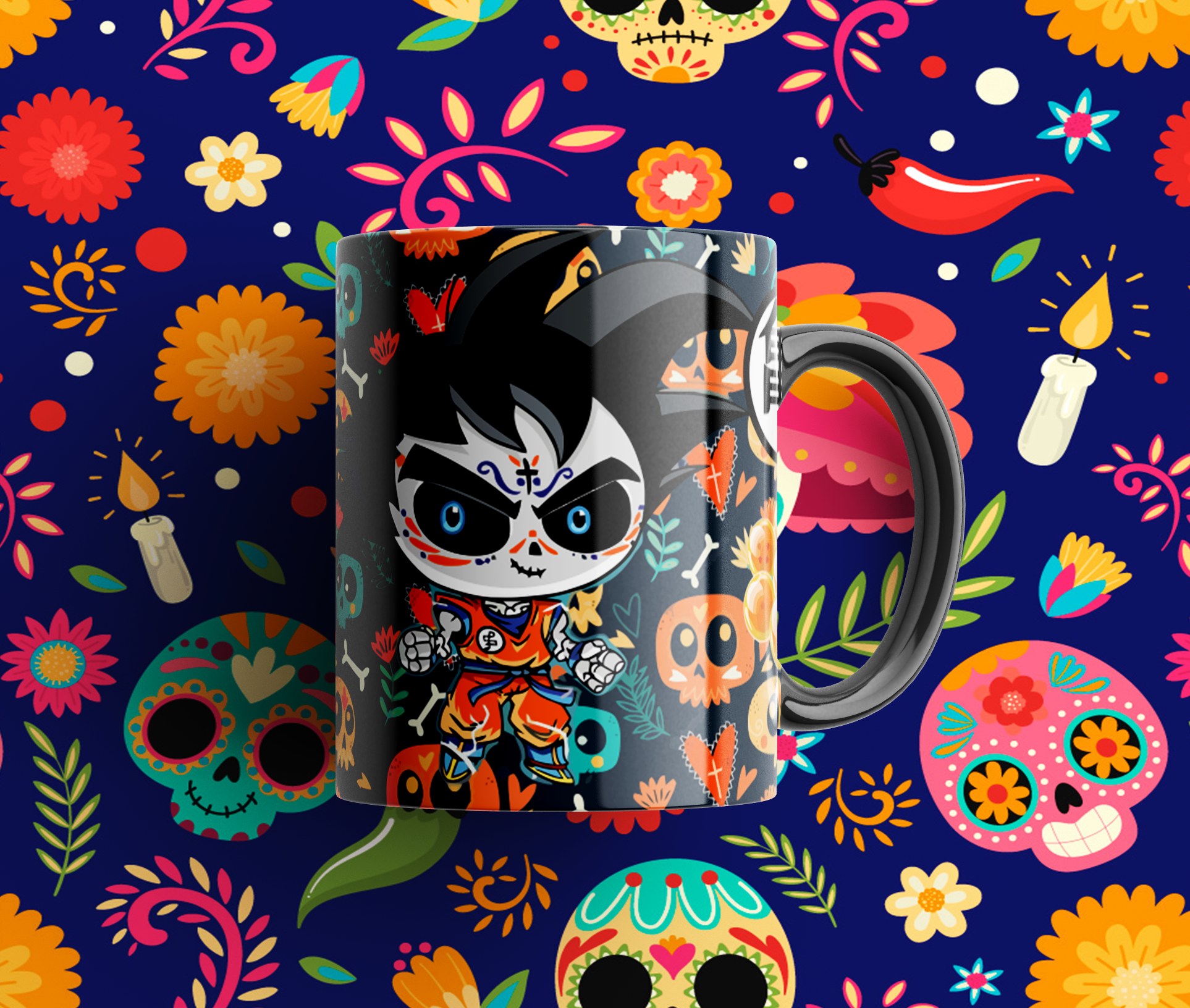 Tazas con diseño calavera mejicana de tu personaje favorito