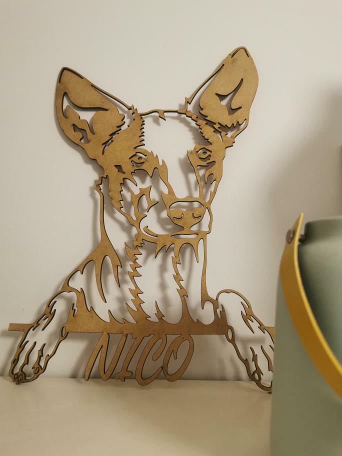 Cartel madera raza + nombre