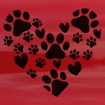 Vinilo para coche "Corazones y huellas"