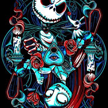 Camiseta o sudadera diseño colorido de Jack y Sally